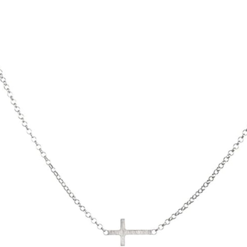Dogeared Faith Small Sideways Cross Necklace 18" Sterling Silver - Picture 2 of 2
